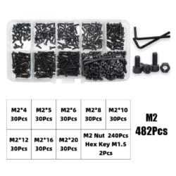 Befestigungssortiment M2 aus Carbonstahl 482pcs