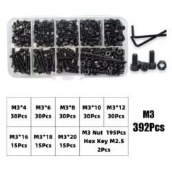 Befestigungssortiment M3 aus Carbonstahl 392pcs