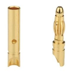 Goldkontaktstecker / Goldstecker und Buchse - kurz - 2.0mm - 1 Paar